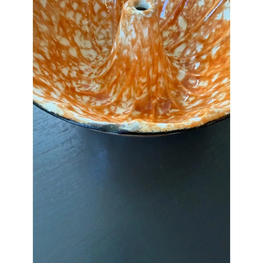 Stangl Town & Country Hand Painted Orange Spongeware Jello Mold Bundt Pan